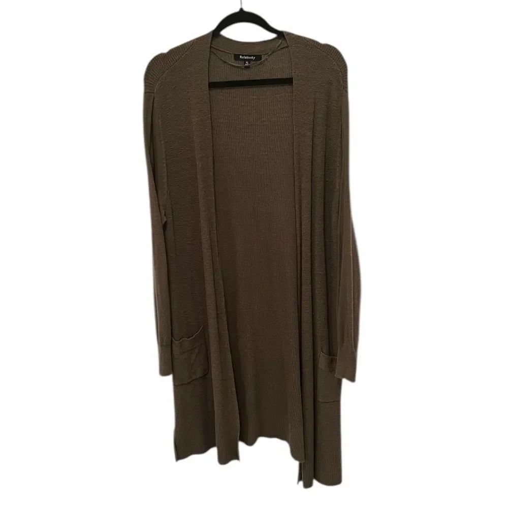 Relativity Olive Open-Front Cardigan
